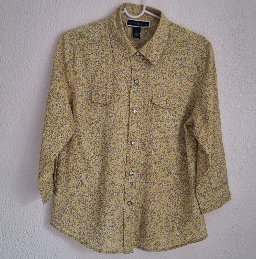 Karen Scott Lemon Button Down Shirt